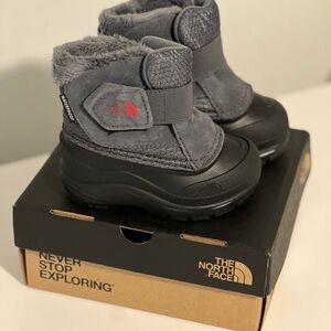 The North Face Kids Boots - Gray and Black with Red Logo